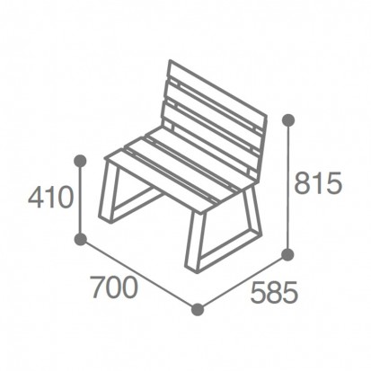 Chaise urbaine HPL couleur chêne clair et acier