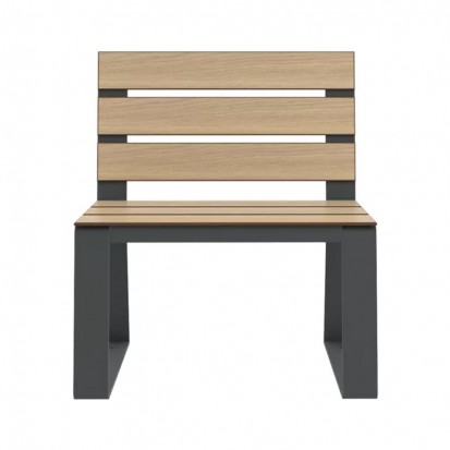 Chaise urbaine HPL couleur chêne clair et acier