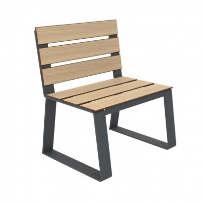 Chaise urbaine HPL couleur chêne clair et acier