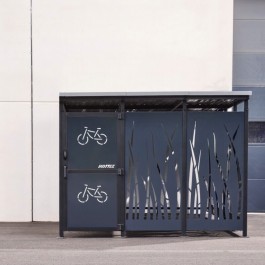 Abri cycles sécurisé en acier avec motif Roseau