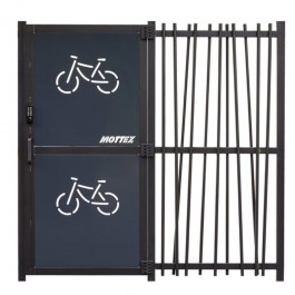 abri cycles détails de la porte et du motif tube de bambou