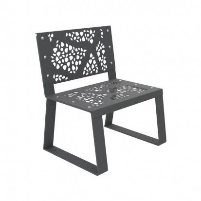 Fauteuil espace public métal découpe laser gris anthracite RAL 7016