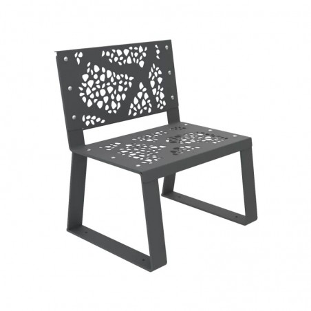 Fauteuil espace public métal découpe laser gris anthracite RAL 7016