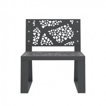 Fauteuil espace public métal découpe laser gris anthracite RAL 7016