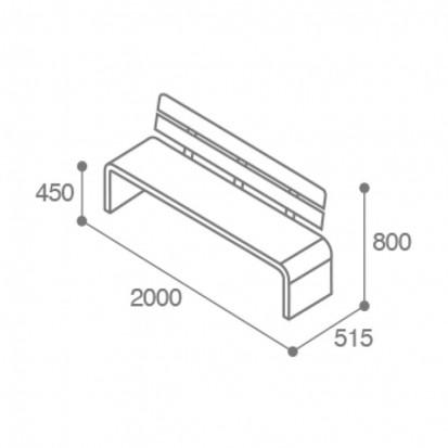 Banc compact HPL effet bois teck et acier