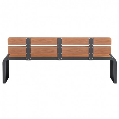 Banc compact HPL effet bois teck et acier