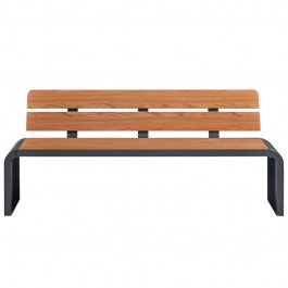 Banc urbain compact HPL effet bois teck vue de face