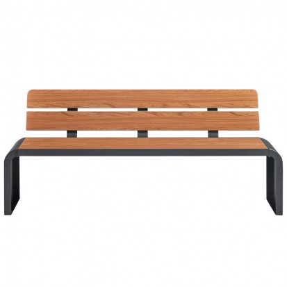 Banc compact HPL effet bois teck et acier
