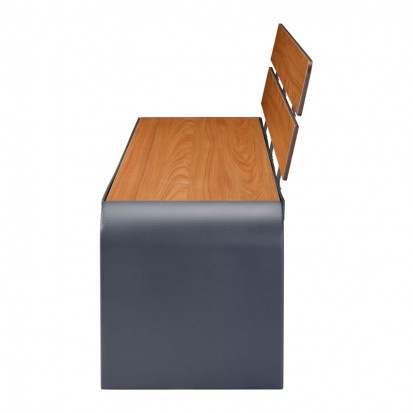 Banc compact HPL effet bois teck et acier