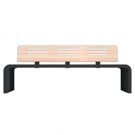 Banc HPL effet bois ajouré coloris chêne claire vue de face
