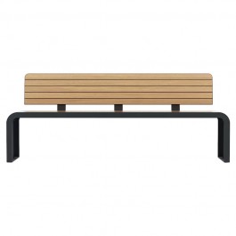 Banc public HPL effet lames de bois chêne clair vue de face