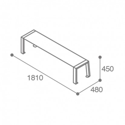 Banquette urbaine Compact HPL plein effet teck et acier