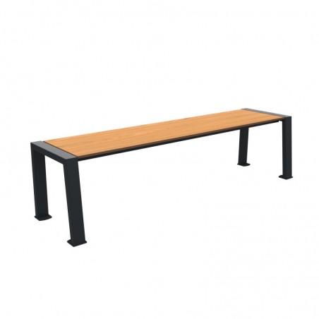 Banquette urbaine Compact HPL plein effet teck et acier