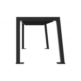 Banquette urbaine Compact HPL plein vue du piètement acier de profil