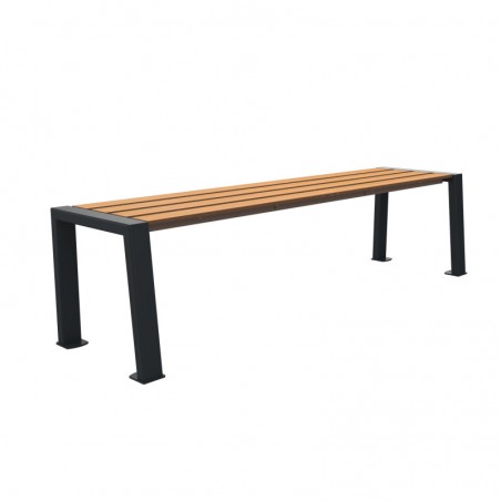 Banquette urbaine Compact HPL lames coloris teck et acier