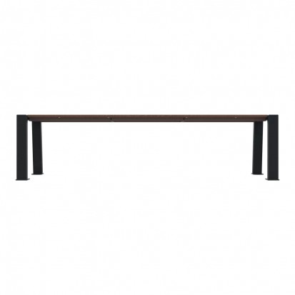 Banquette urbaine Compact HPL lames coloris teck et acier