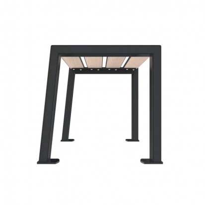Banquette urbaine 1 place Compact HPL lames coloris chêne clair et piètement anthracite