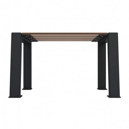 Banquette urbaine 1 place Compact HPL lames coloris chêne clair et piètement anthracite
