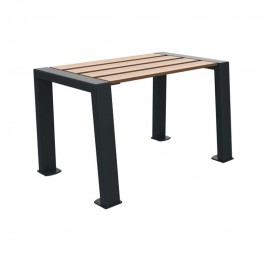 Banquette urbaine 1 place Compact HPL lames coloris chêne clair et piètement anthracite