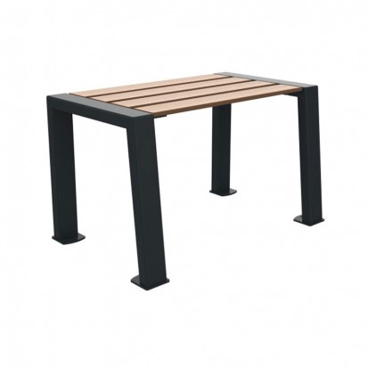 Banquette urbaine 1 place Compact HPL lames coloris chêne clair et piètement anthracite