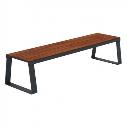 Banquette publique HPL effet lames et acier coloris pin tyrol