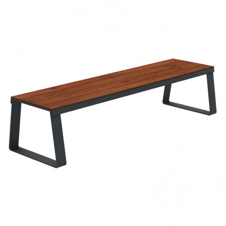 Banquette publique HPL effet lames et acier coloris pin tyrol