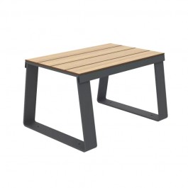 Banquette publique 1 place HPL effet lames de bois chêne clair et piètement acier anthracite 7016