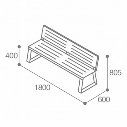 Banc urbain en acier gris alu