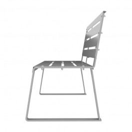 Banc urbain en acier gris alu vue de profil