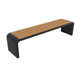 Banquette urbaine Compact HPL effet bois teck
