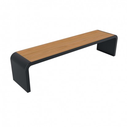 Banquette urbaine Compact HPL effet bois teck