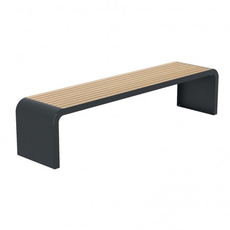 Banquette urbaine Compact HPL effet lames de bois coloris chêne clair