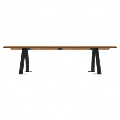 Banquette urbaine Compact HPL effet lames coloris pin tyrol