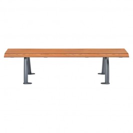 banquette publique HPL coloris teck et acier vue de face