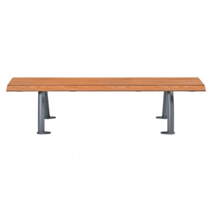 Banquette urbaine avec assise en lames Compact HPL coloris pin tyrol