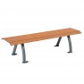 Banquette urbaine avec assise en lames Compact HPL coloris teck