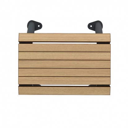 Banquette urbaine 1 place Compact HPL effet lames coloris chêne claire
