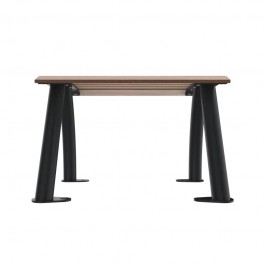 Banquette collectivité 1 place lames Compact HPL coloris chêne clair vue de face