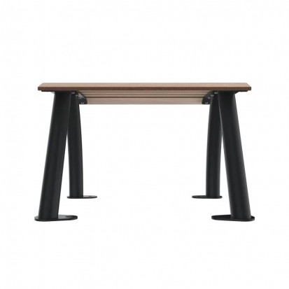 Banquette urbaine 1 place lames Compact HPL coloris chêne clair