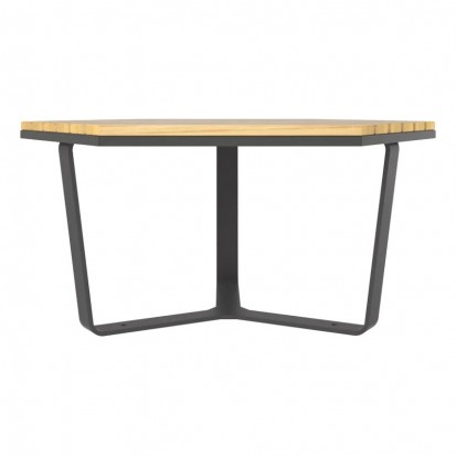 Table basse d'extérieur hexagonale bois et acier