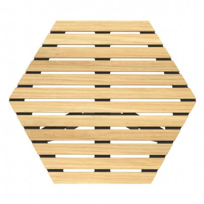 Table basse d'extérieur hexagonale bois et acier