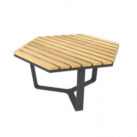 Table basse d'extérieur hexagonale bois et acier