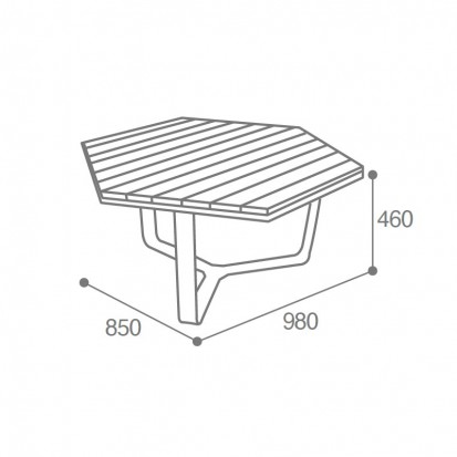 Table basse d'extérieur hexagonale bois et acier