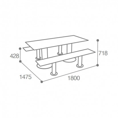 Table pique-nique bois et acier avec assises séparées