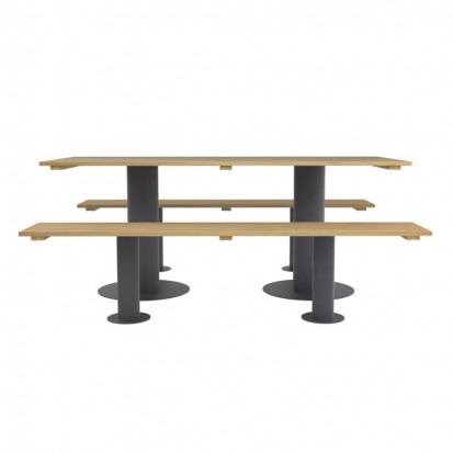 Table pique-nique bois et acier avec assises séparées