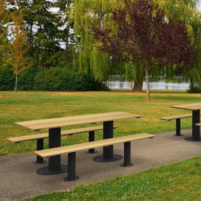 Table pique-nique bois et acier avec assises séparées