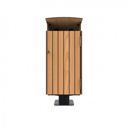 Poubelle de ville Compact HPL effet lames 80 L coloris teck
