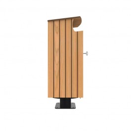 Poubelle collectivité Compact HPL effet lames 80 L coloris teck vue de profil