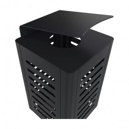 Poubelle de ville métal ajouré avec pare-pluie 60 L gris anthracite 7016