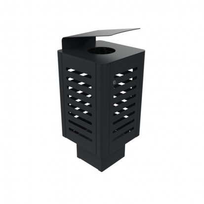 Poubelle de ville métal ajouré avec pare-pluie 60 L gris anthracite 7016